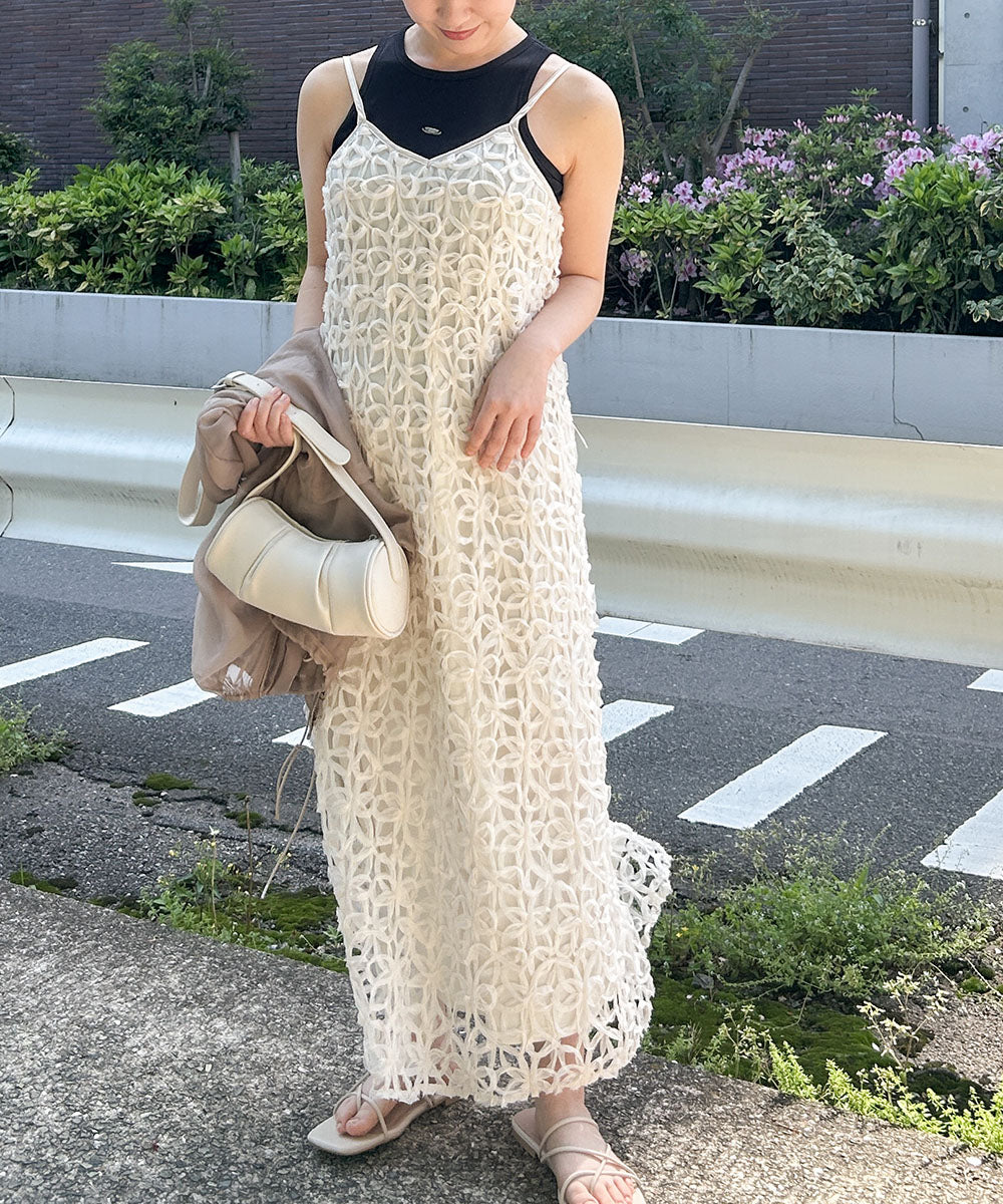 フラワーレースキャミワンピース