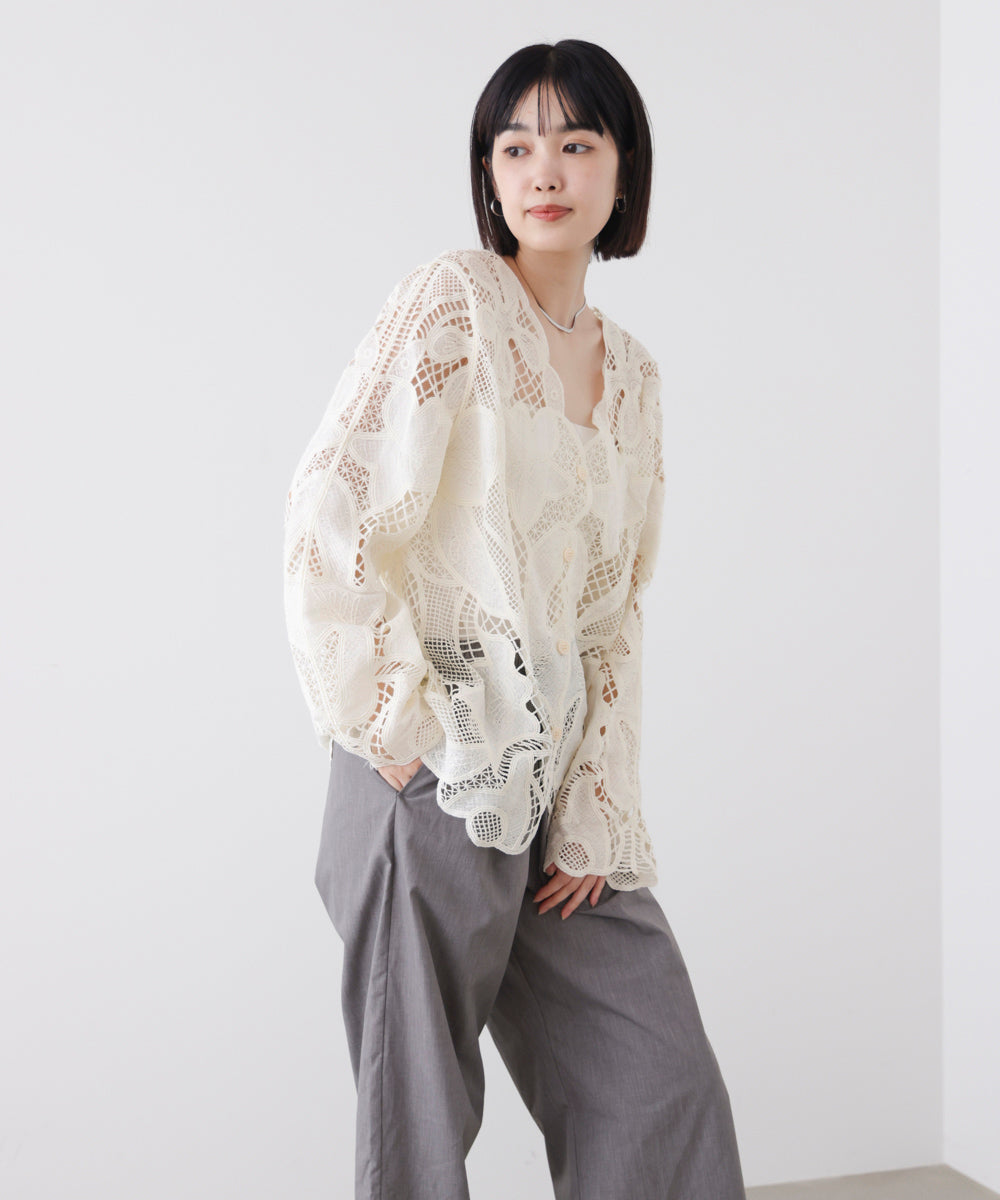 デザインレースカーディガン
