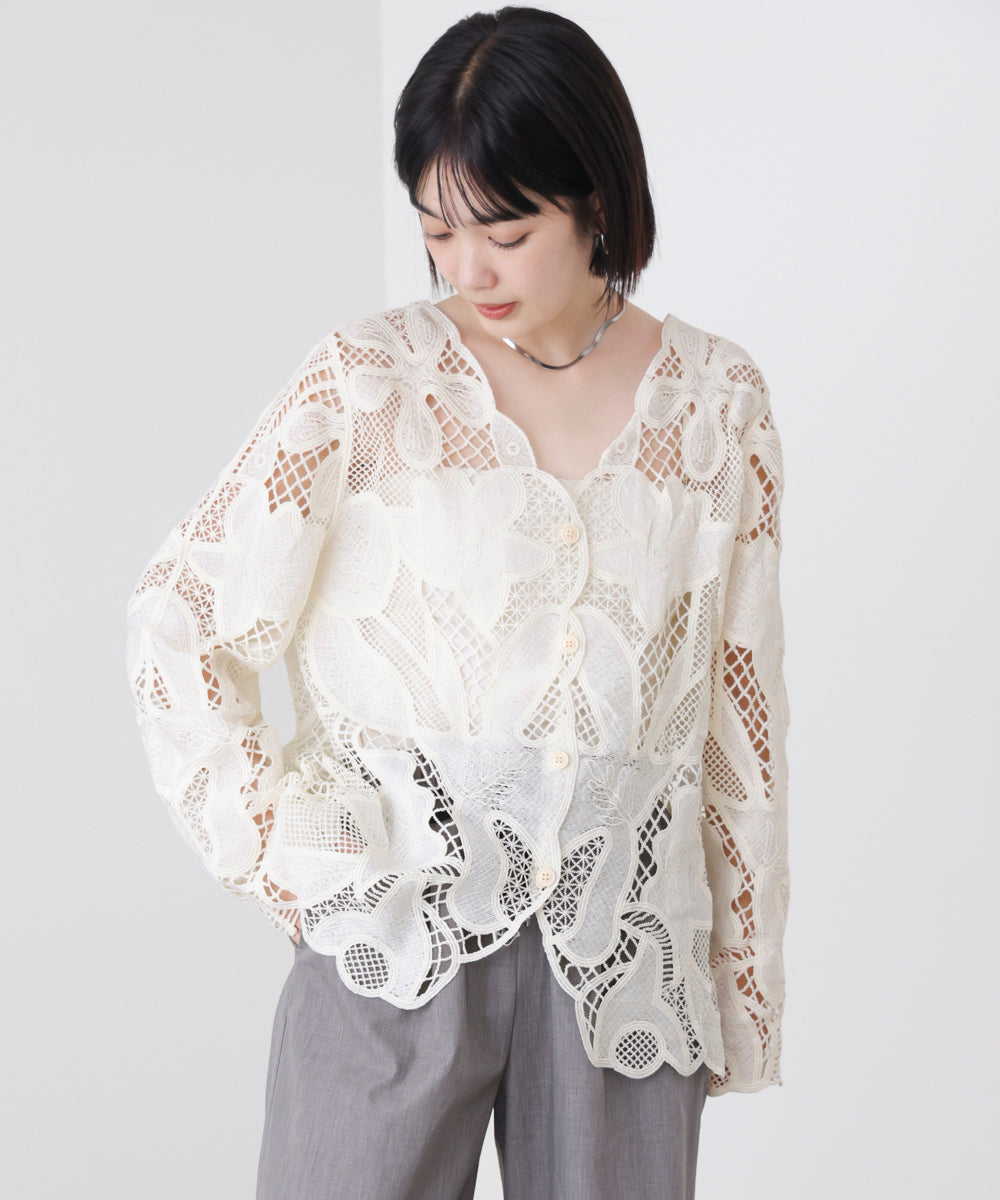 デザインレースカーディガン