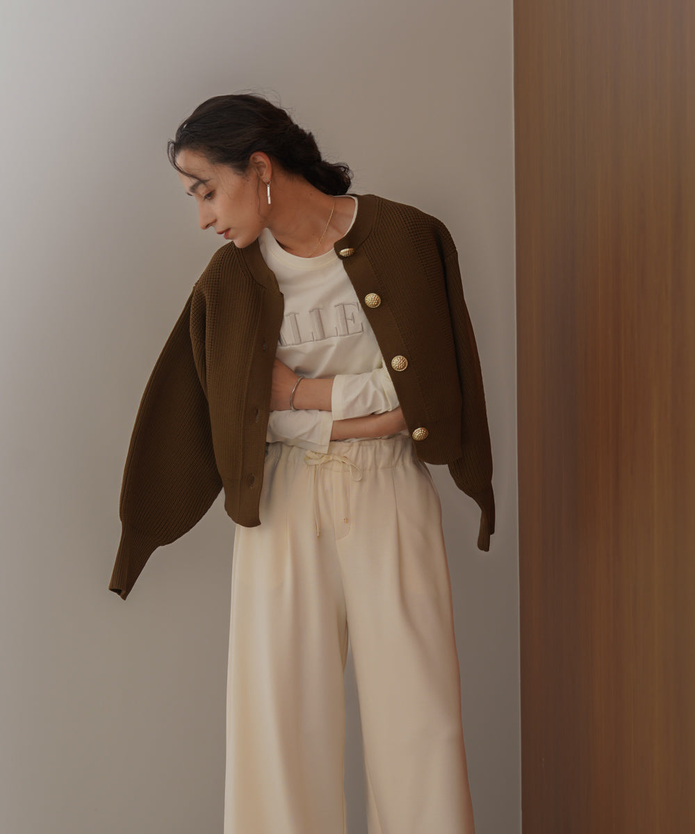 【WEB限定】ビッグ釦柄切替カーディガン