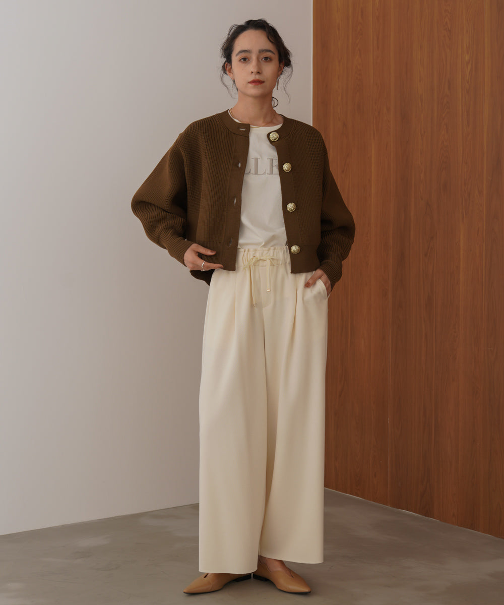 【WEB限定】ビッグ釦柄切替カーディガン