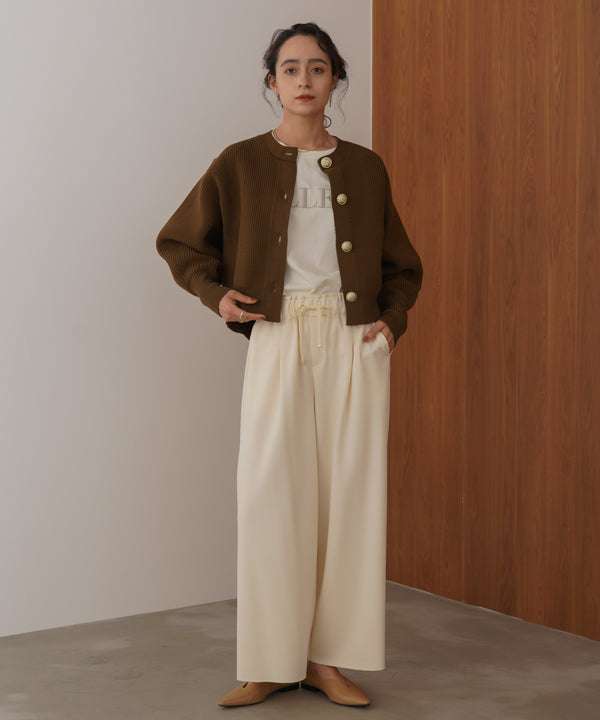 【WEB限定】ビッグ釦柄切替カーディガン