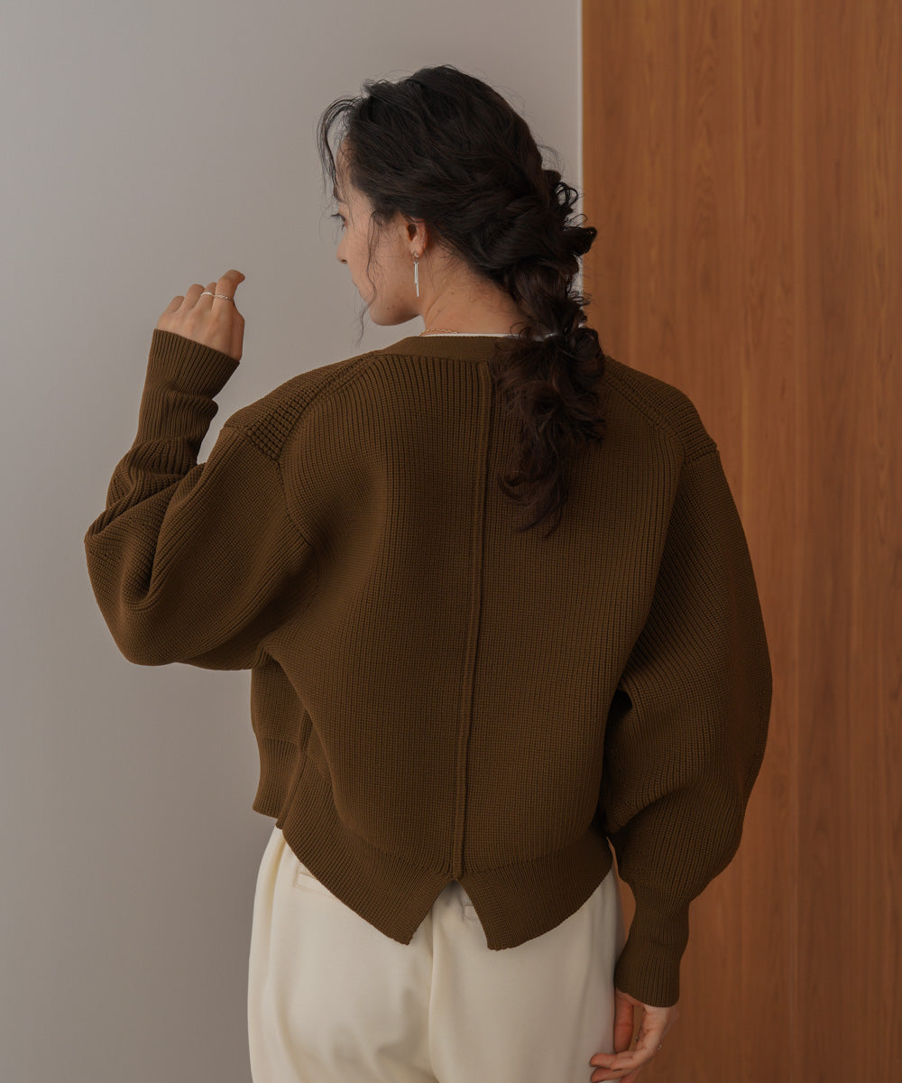 【WEB限定】ビッグ釦柄切替カーディガン