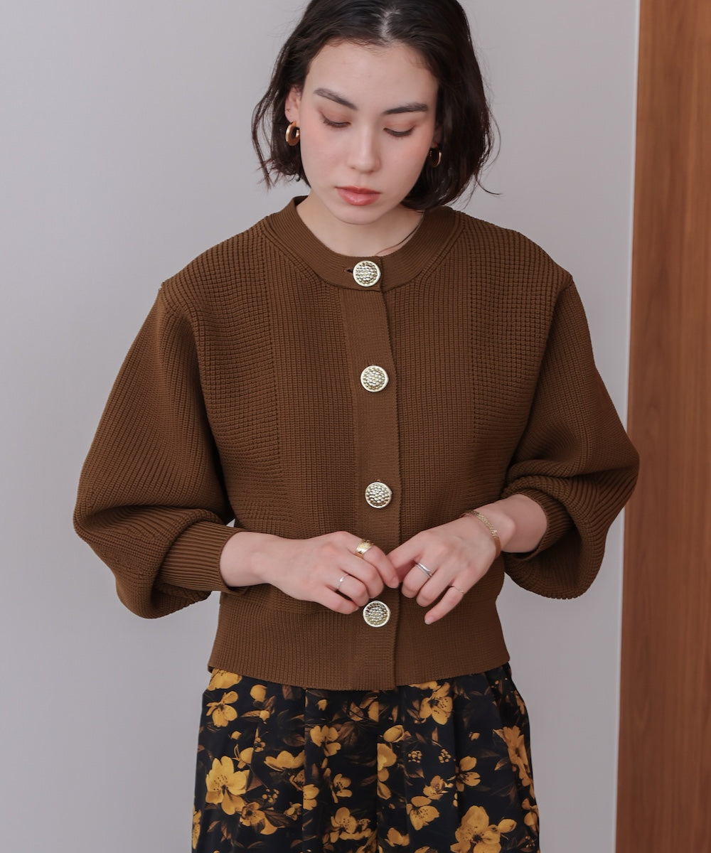【WEB限定】ビッグ釦柄切替カーディガン