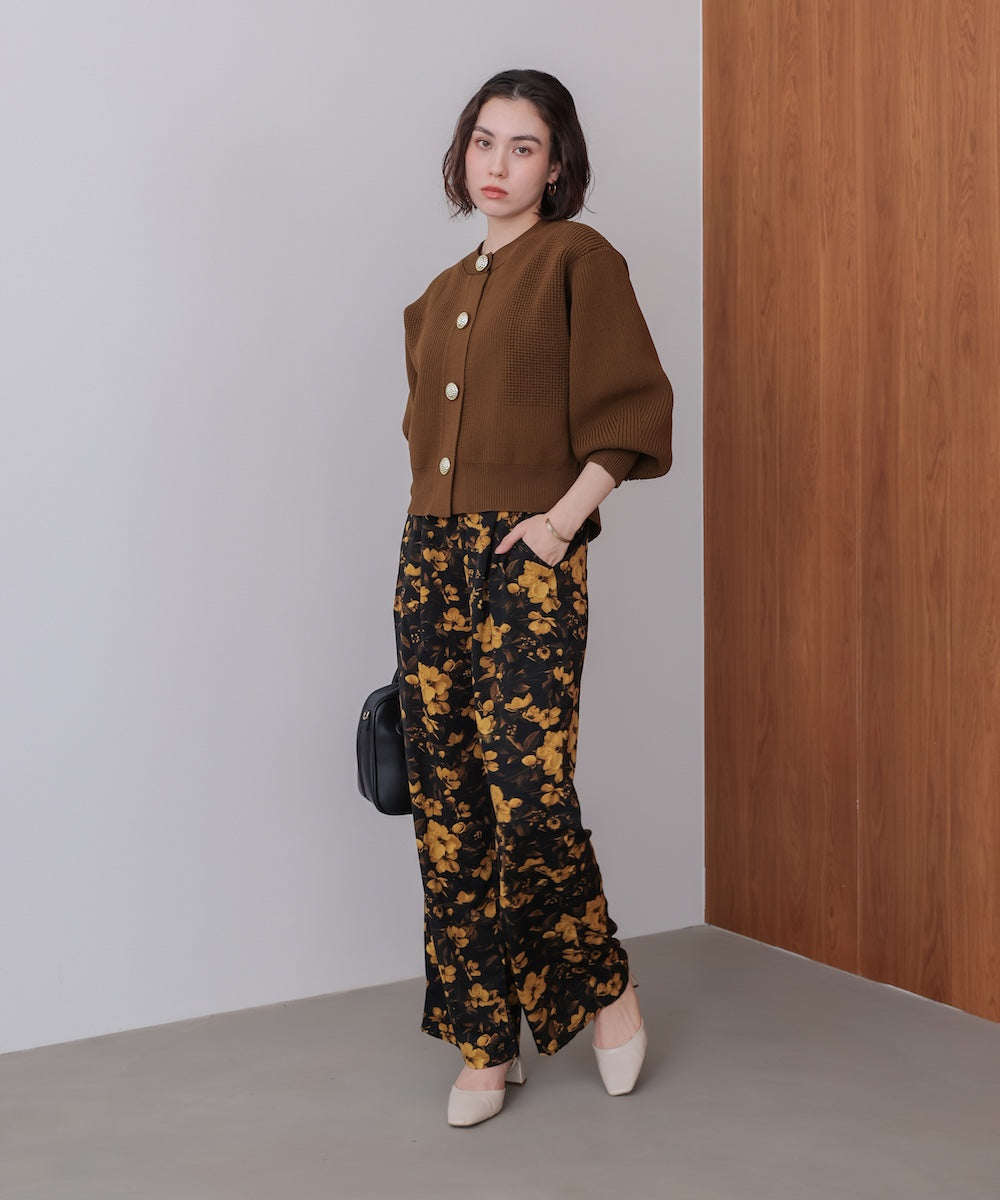 【WEB限定】ビッグ釦柄切替カーディガン