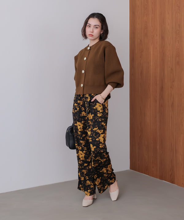 【WEB限定】ビッグ釦柄切替カーディガン