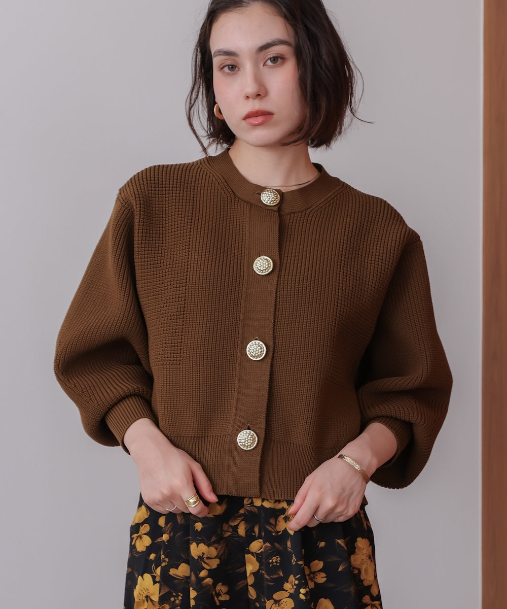 【WEB限定】ビッグ釦柄切替カーディガン