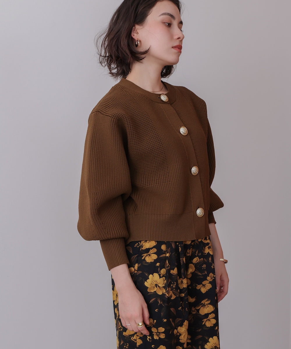 【WEB限定】ビッグ釦柄切替カーディガン