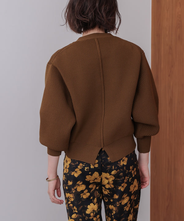 【WEB限定】ビッグ釦柄切替カーディガン