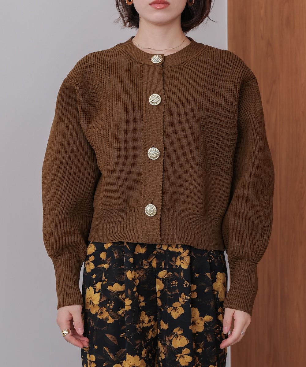 【WEB限定】ビッグ釦柄切替カーディガン