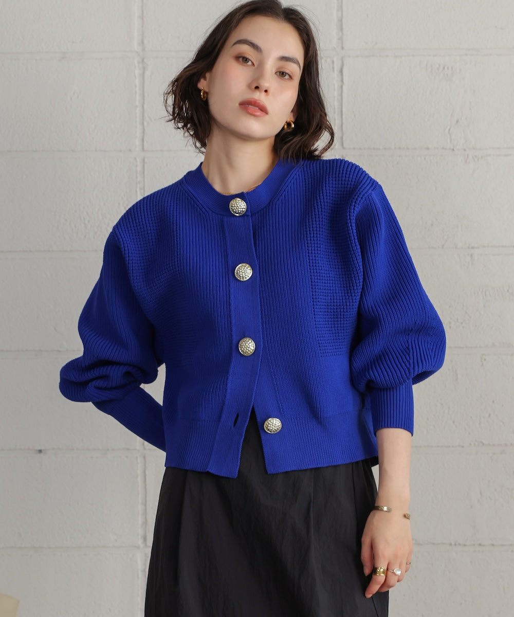 【WEB限定】ビッグ釦柄切替カーディガン