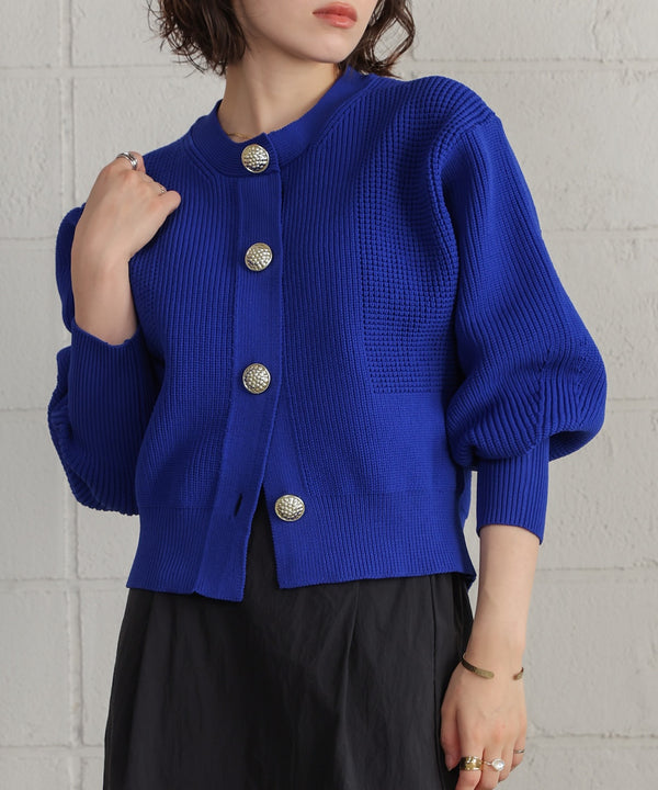 【WEB限定】ビッグ釦柄切替カーディガン