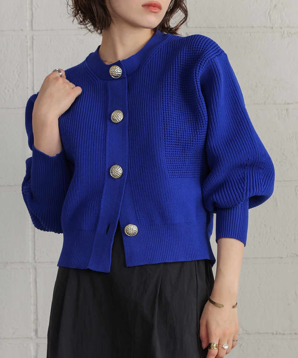 【WEB限定】ビッグ釦柄切替カーディガン