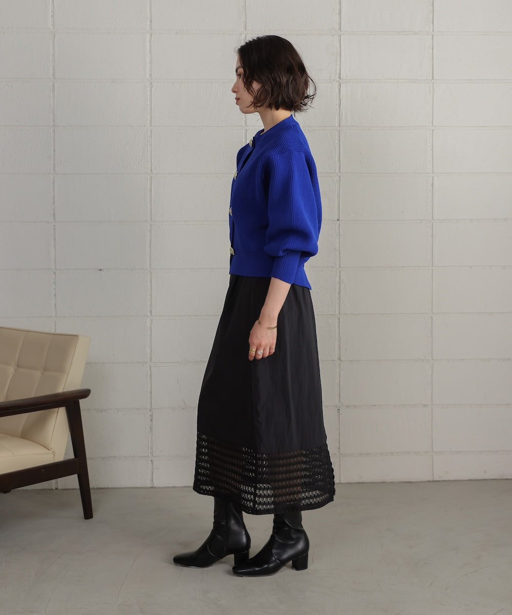 【WEB限定】ビッグ釦柄切替カーディガン