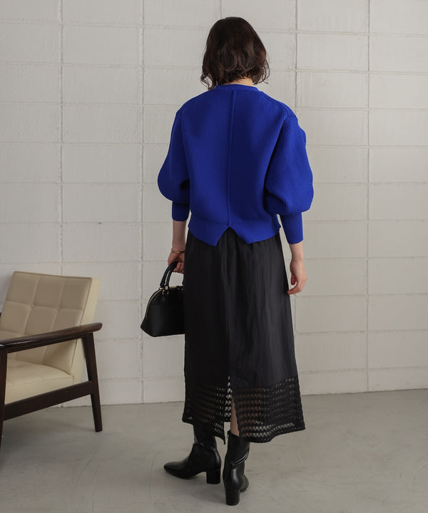 【WEB限定】ビッグ釦柄切替カーディガン