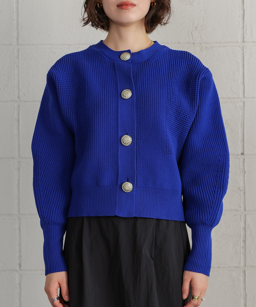 【WEB限定】ビッグ釦柄切替カーディガン