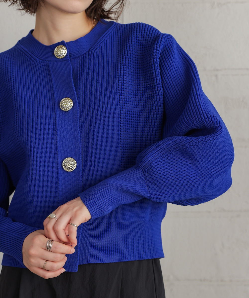 【WEB限定】ビッグ釦柄切替カーディガン