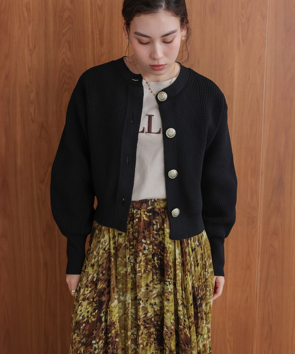 【WEB限定】ビッグ釦柄切替カーディガン