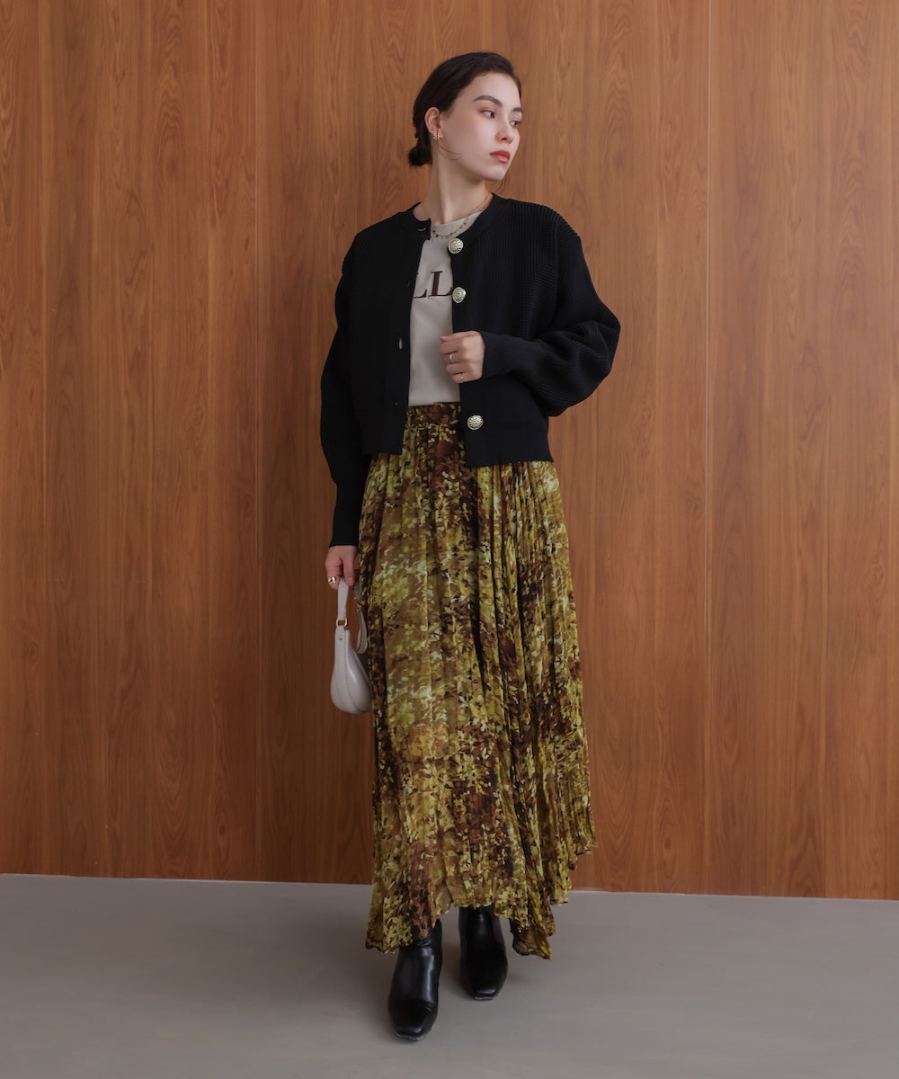 【WEB限定】ビッグ釦柄切替カーディガン