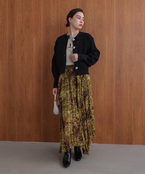 【WEB限定】ビッグ釦柄切替カーディガン