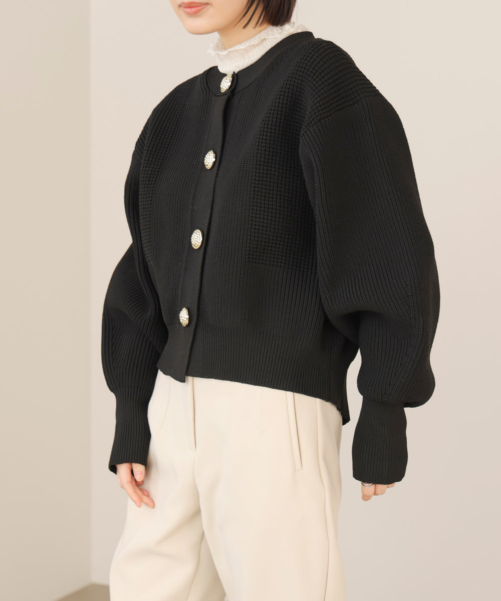 【WEB限定】ビッグ釦柄切替カーディガン