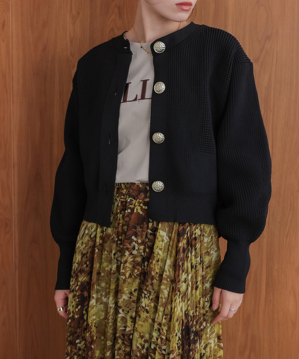 【WEB限定】ビッグ釦柄切替カーディガン