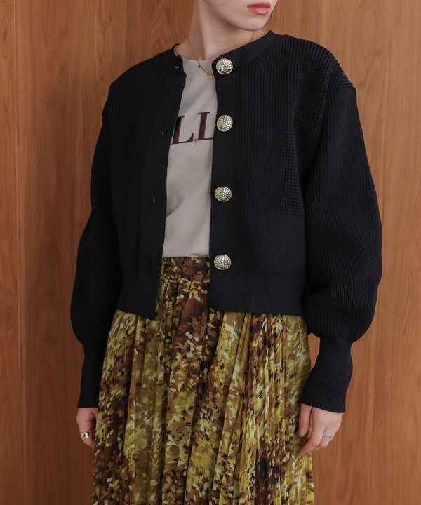 【WEB限定】ビッグ釦柄切替カーディガン