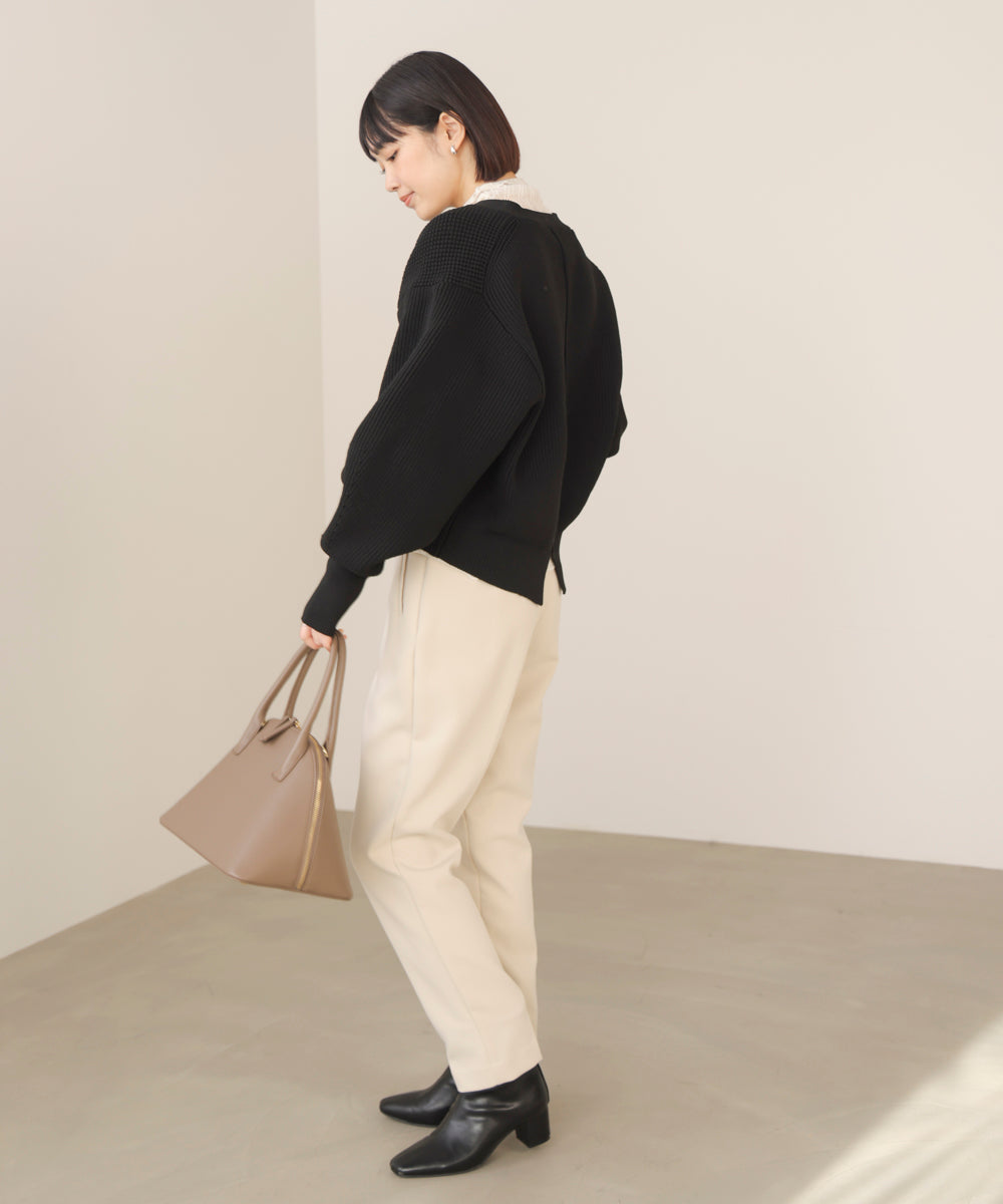 【WEB限定】ビッグ釦柄切替カーディガン