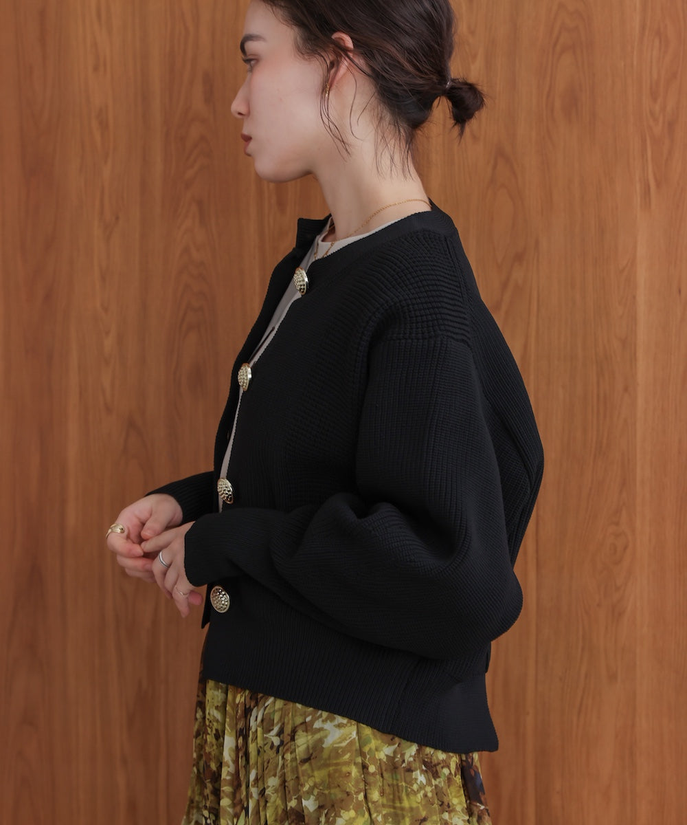 【WEB限定】ビッグ釦柄切替カーディガン