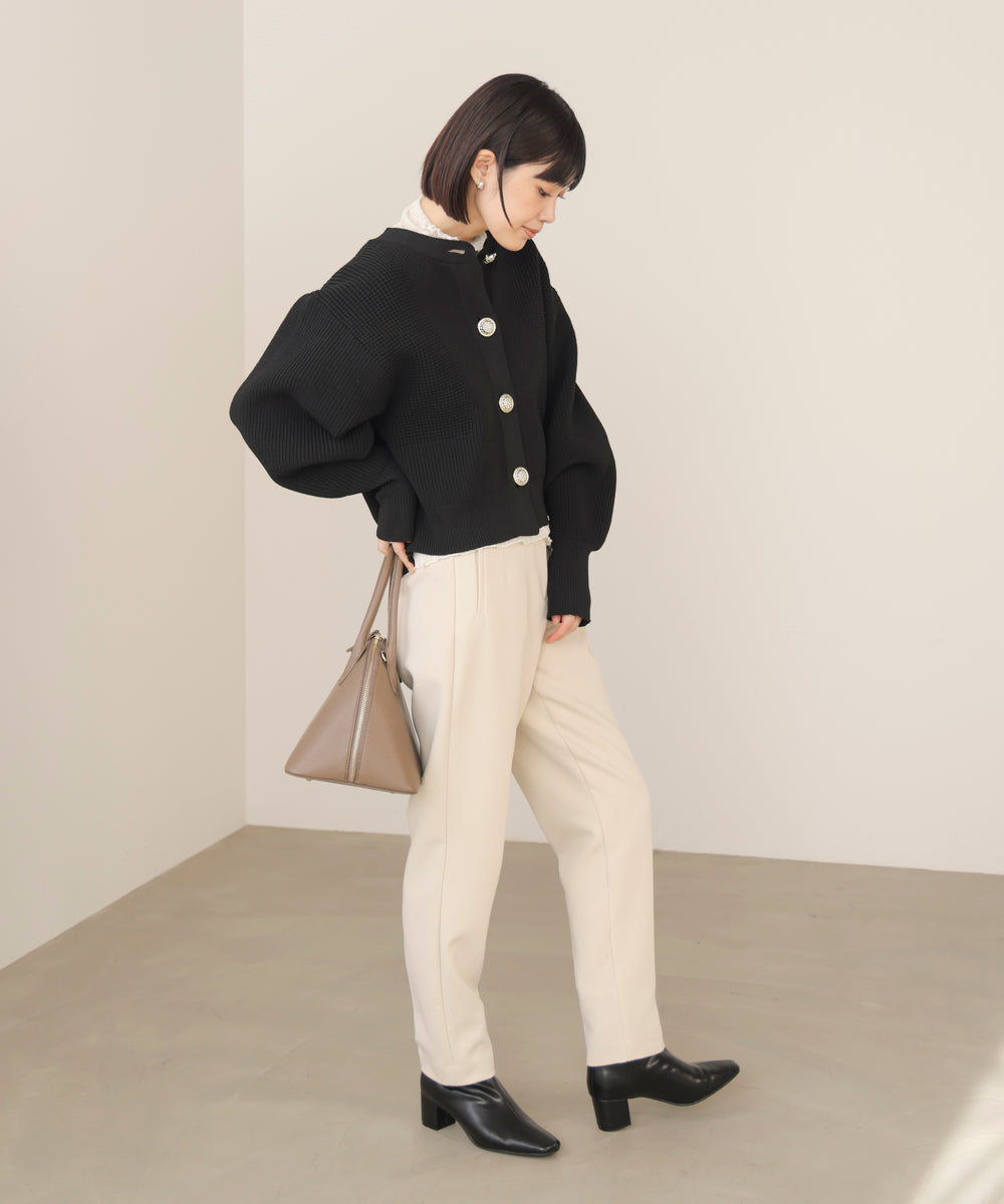 【WEB限定】ビッグ釦柄切替カーディガン