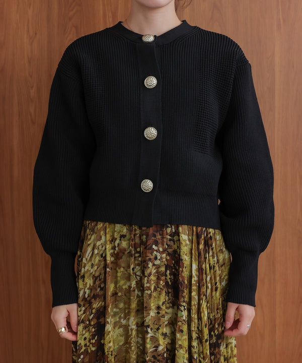 【WEB限定】ビッグ釦柄切替カーディガン