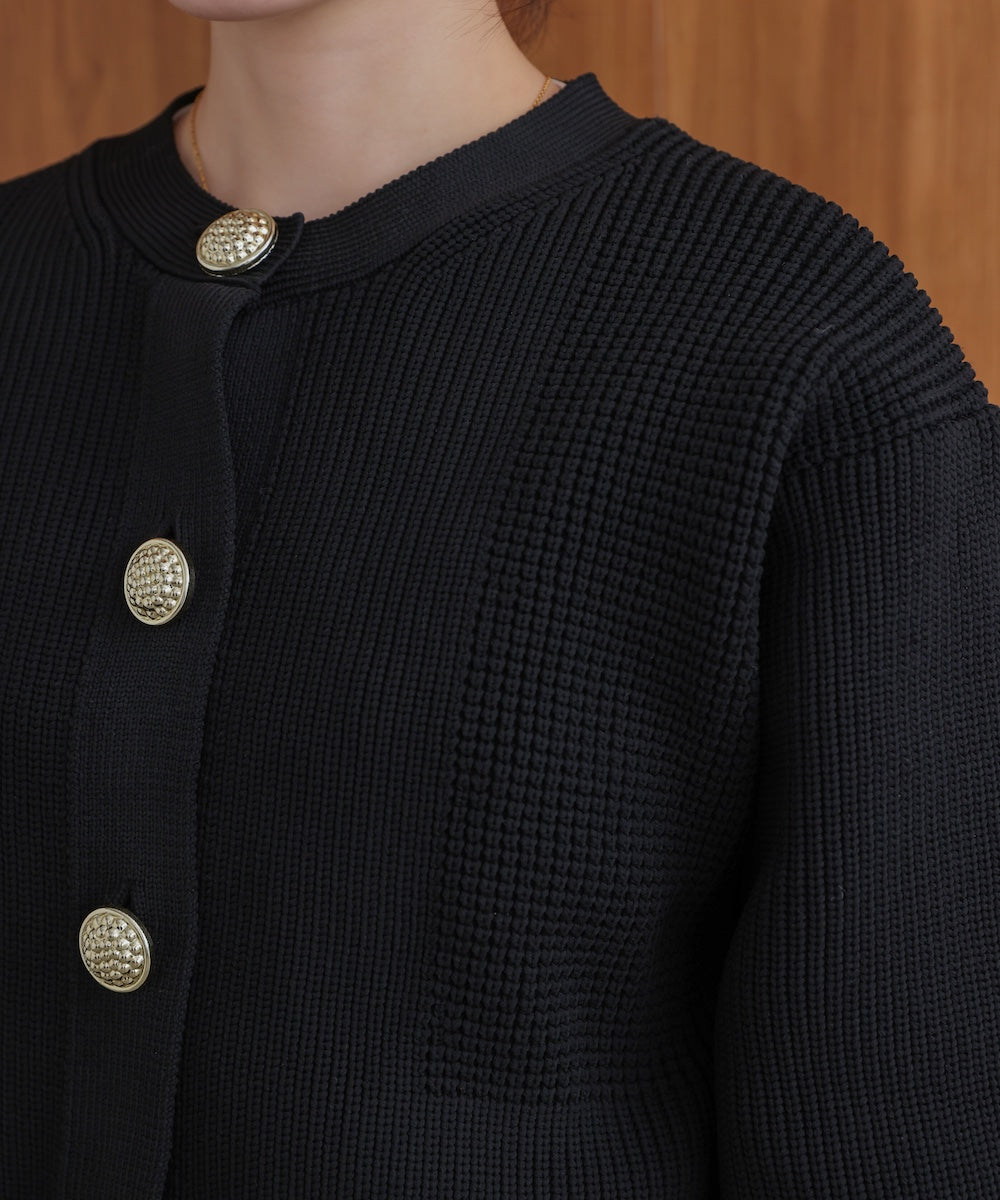 【WEB限定】ビッグ釦柄切替カーディガン