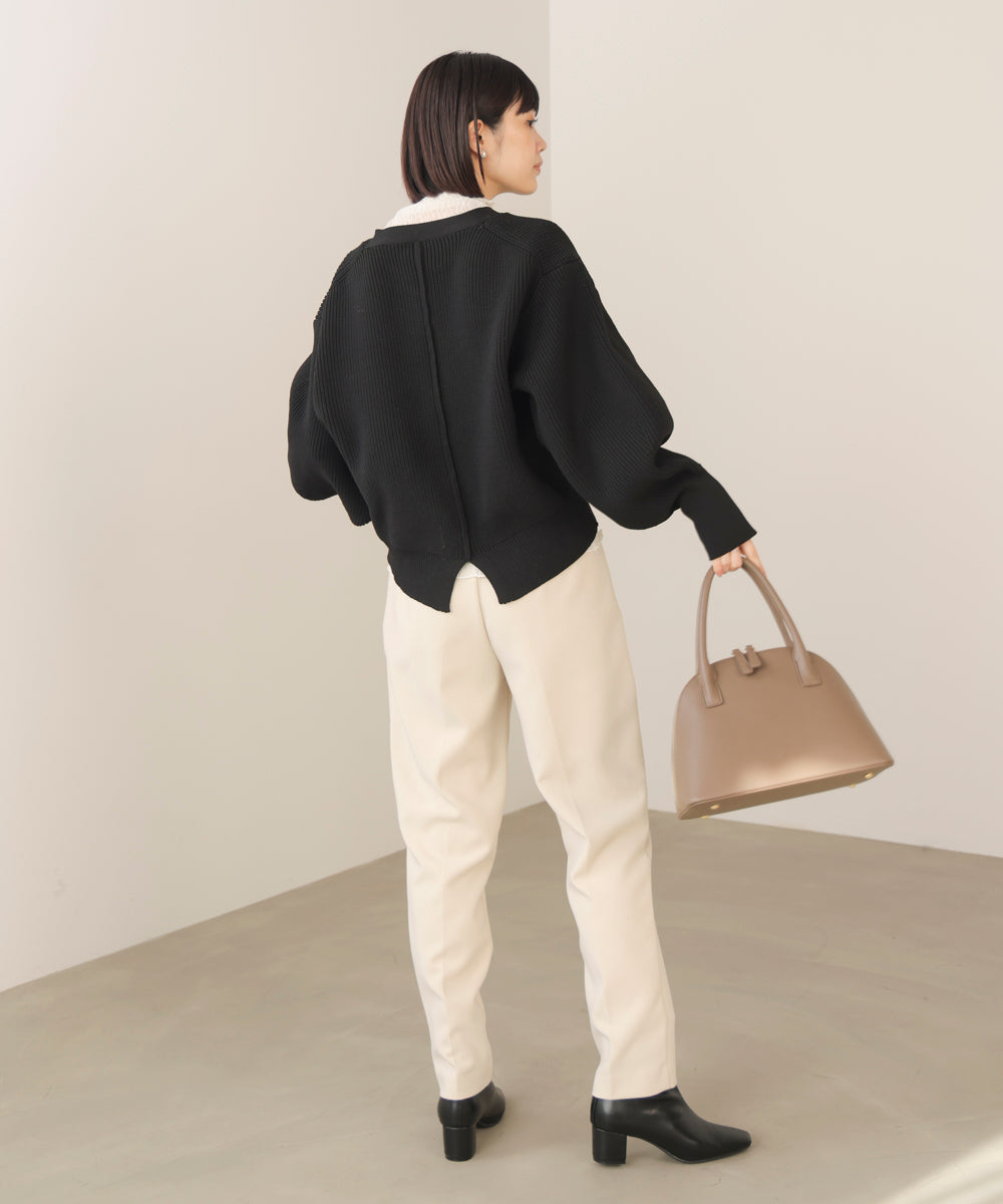 【WEB限定】ビッグ釦柄切替カーディガン