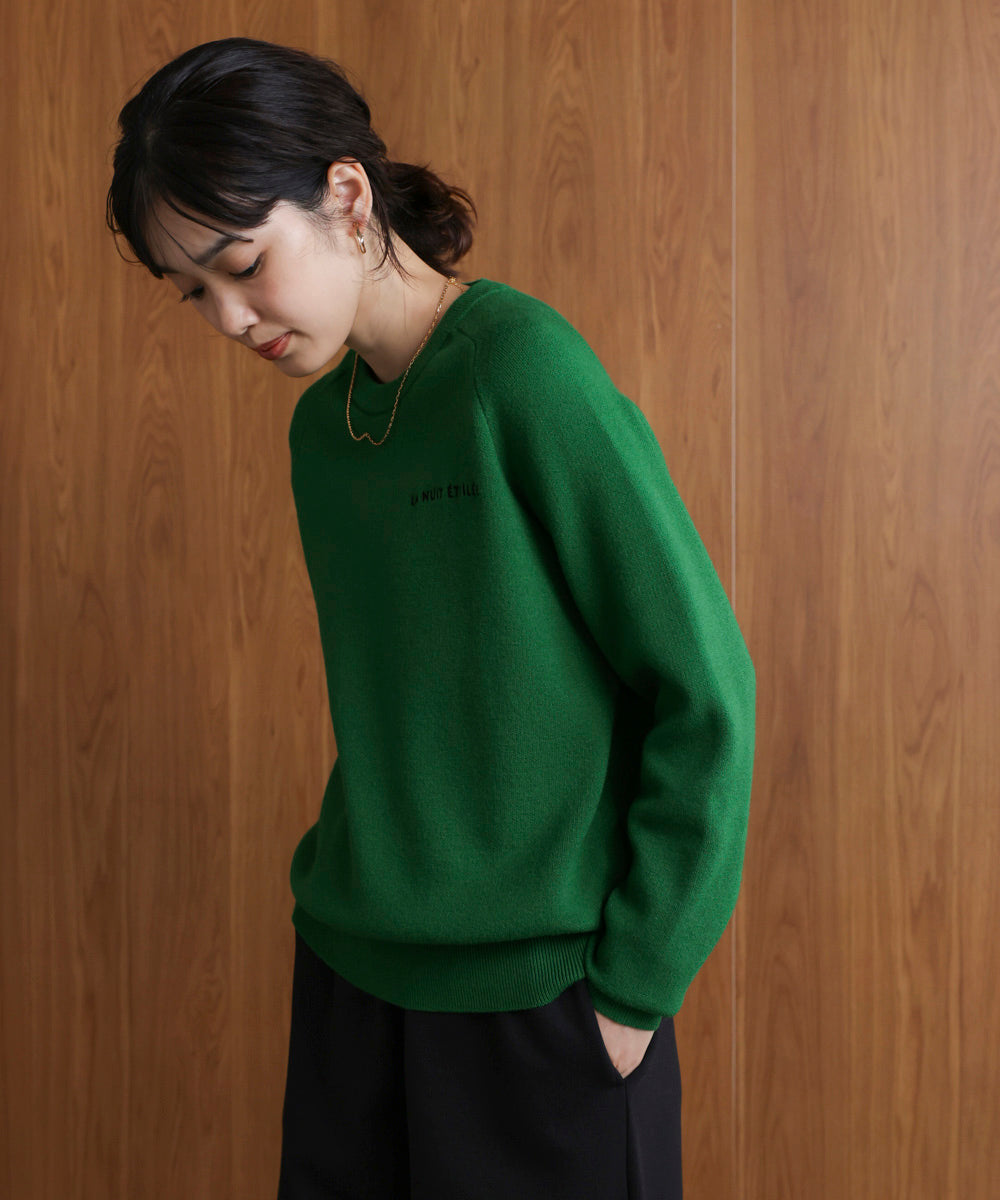 【WEB限定】スウエットライク刺しゅうニットプルオーバー