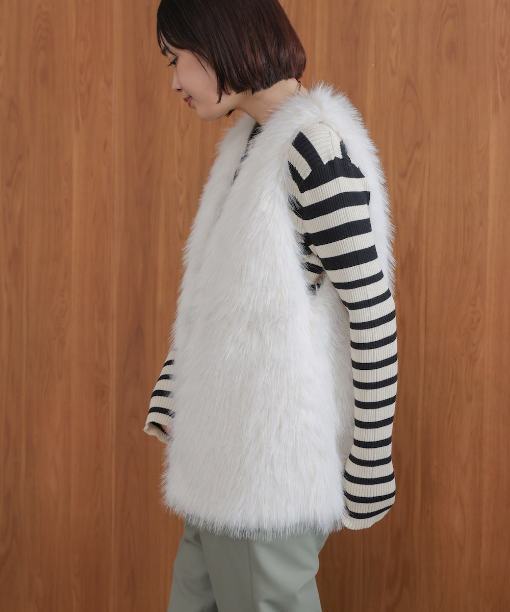 【WEB限定】フェイクロングフォックスファーベスト