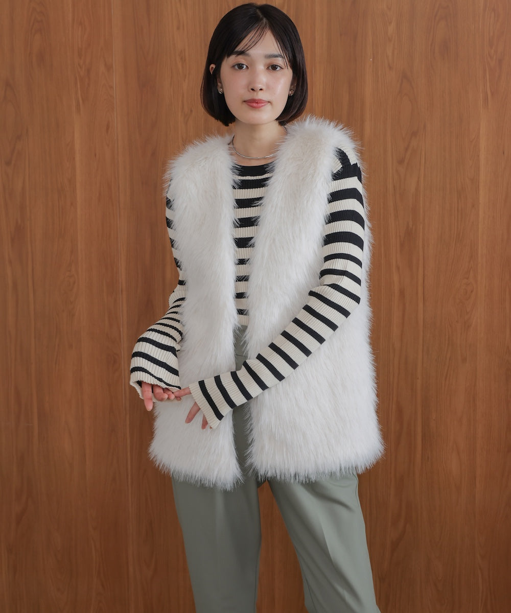 【WEB限定】フェイクロングフォックスファーベスト