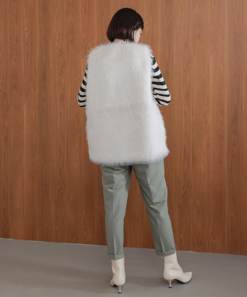 【WEB限定】フェイクロングフォックスファーベスト