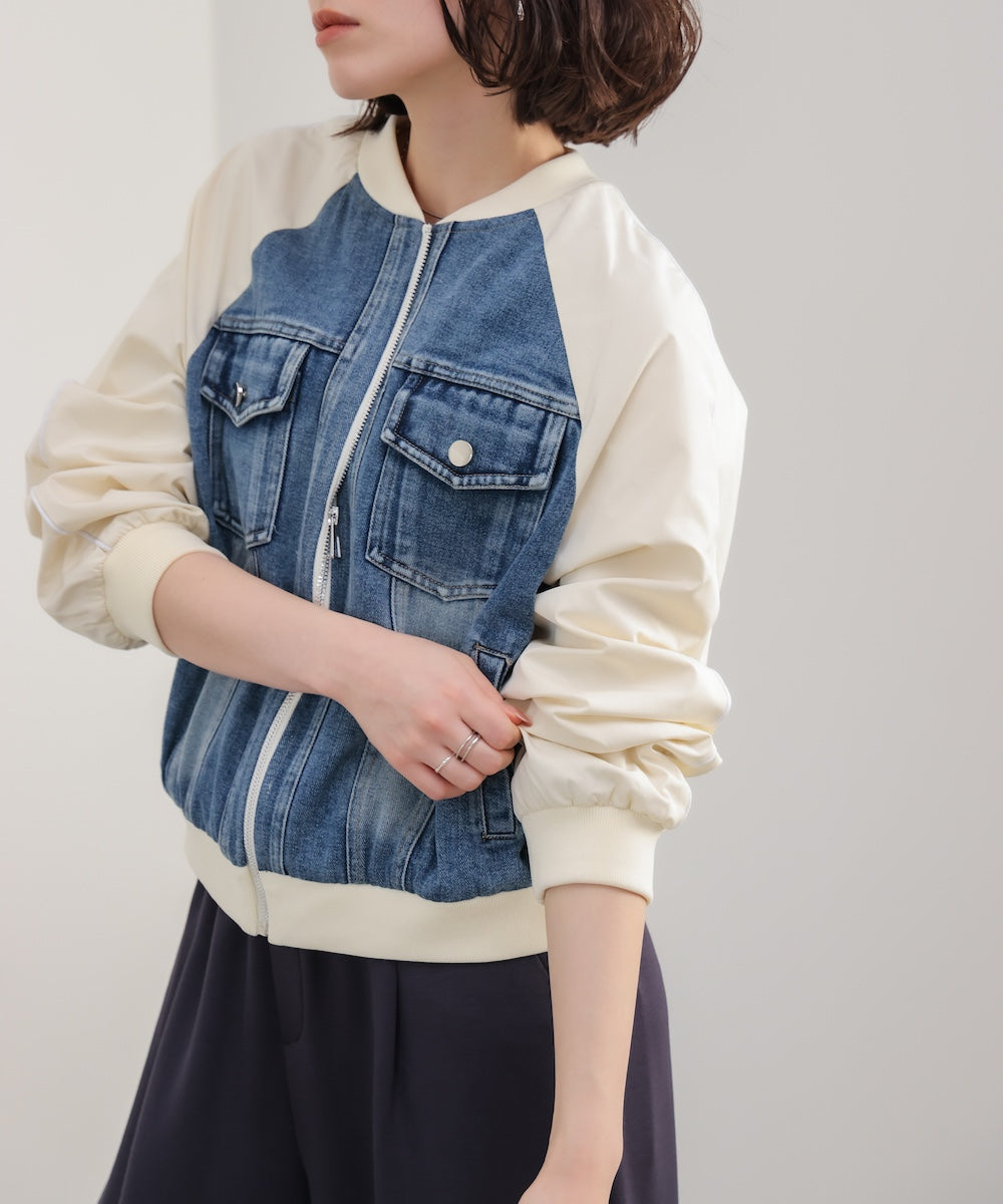 ナイロンデニムドッキングブルゾン