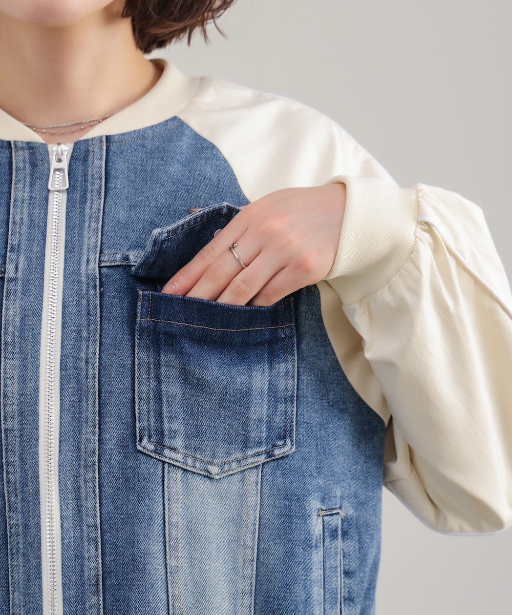 ナイロンデニムドッキングブルゾン