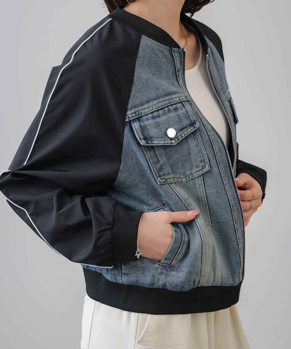 ナイロンデニムドッキングブルゾン