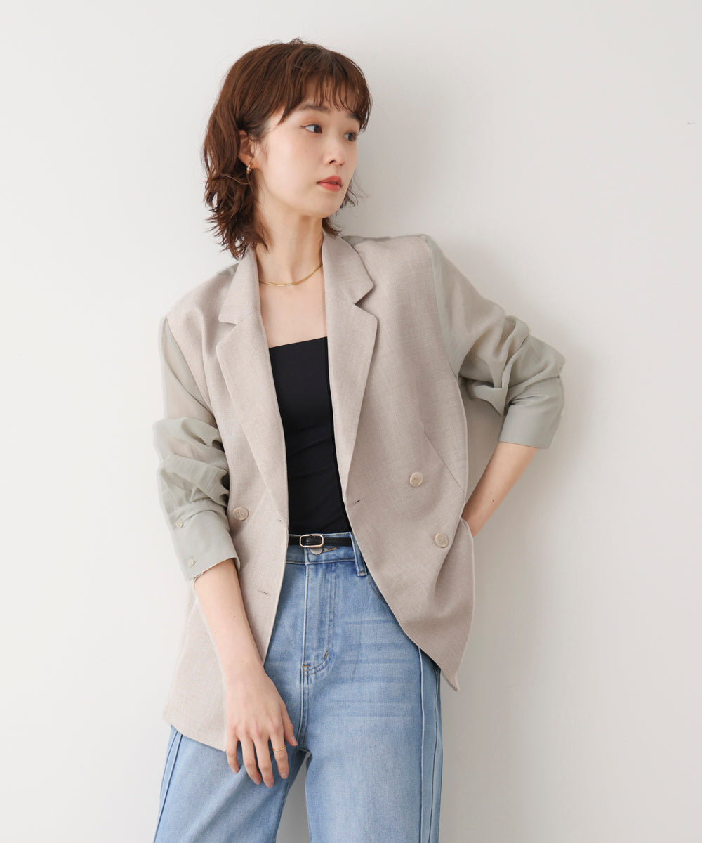 袖オーガンジーテーラージャケット