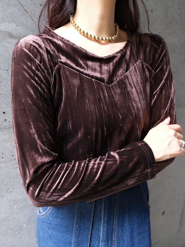 VELVET BUSTIER SET TOPS