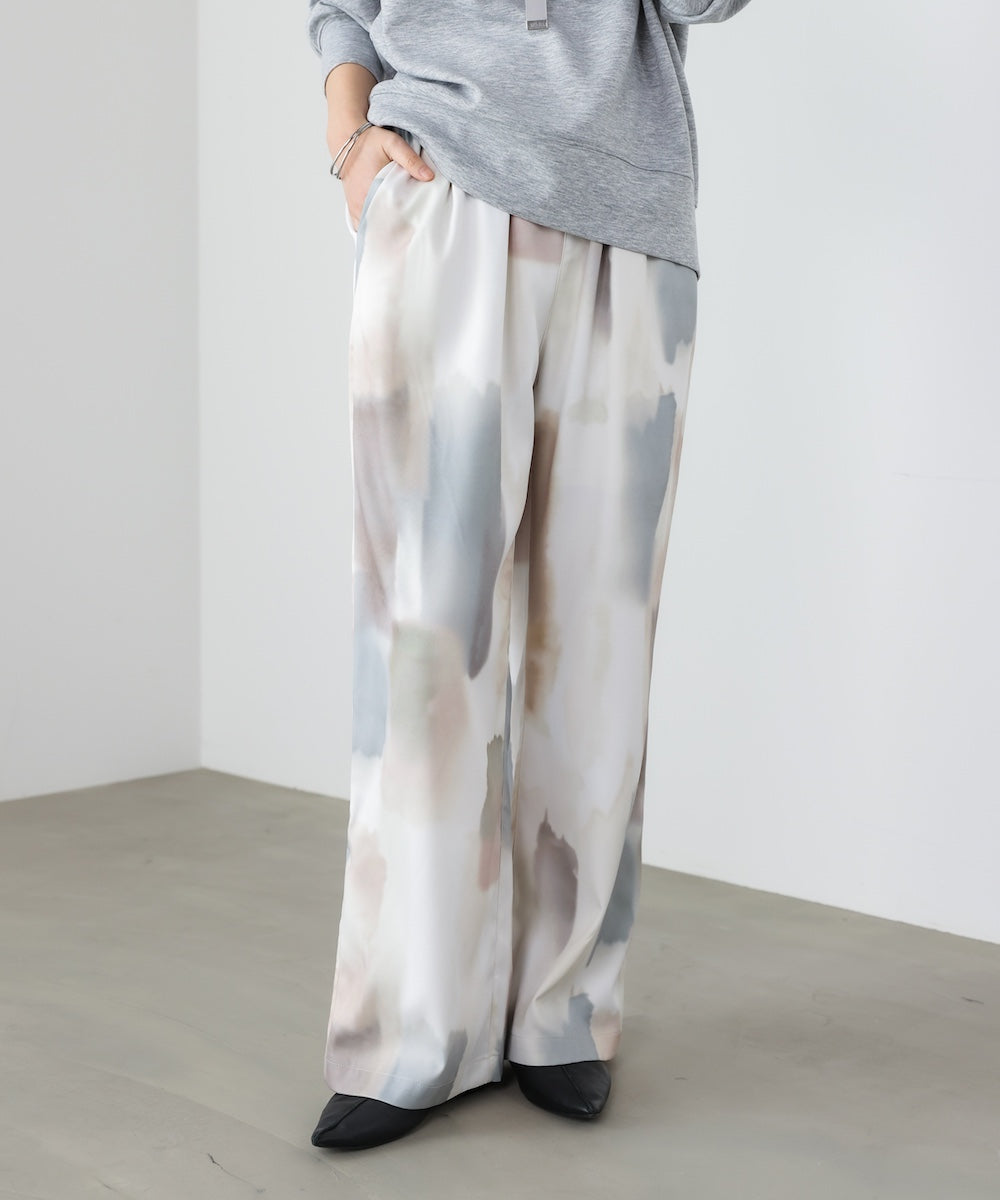 水彩柄ワイドイージーパンツ