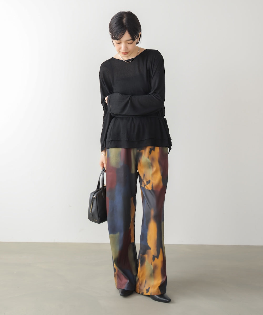 水彩柄ワイドイージーパンツ