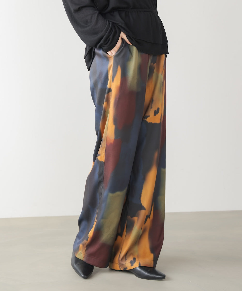 水彩柄ワイドイージーパンツ