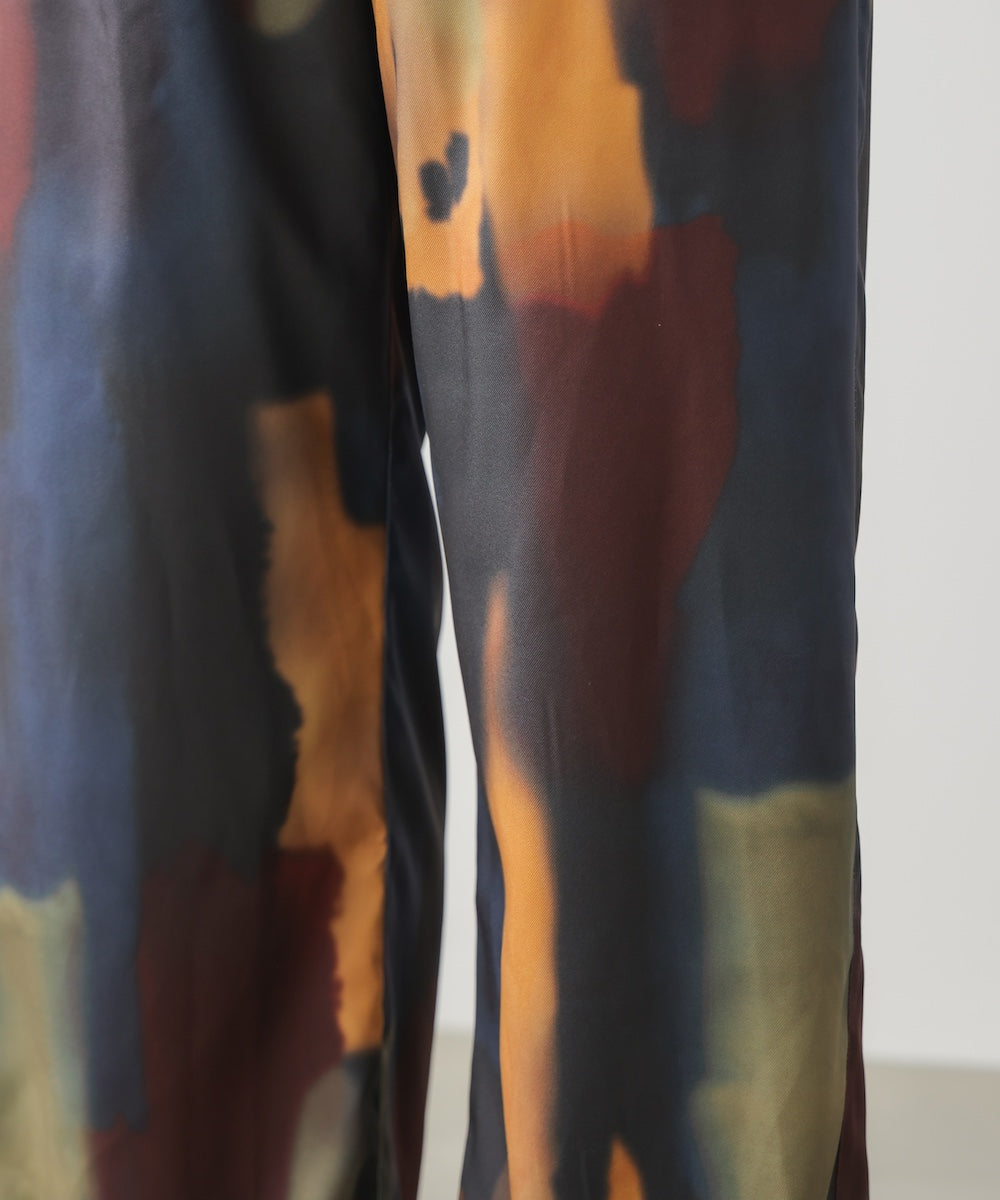 水彩柄ワイドイージーパンツ