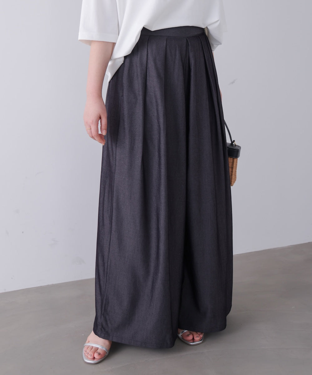 T/Rデニム風ワイドパンツ