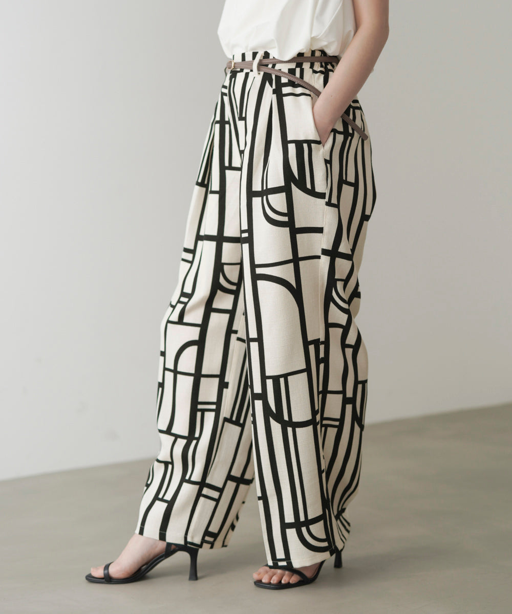 ブッチャー幾何学柄パンツ