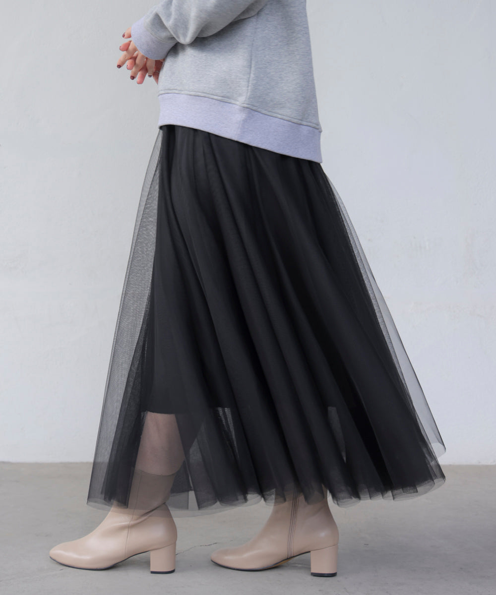 チュールフレアスカート