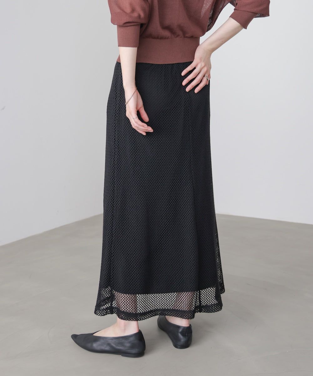 メッシュレイヤードフレアスカート